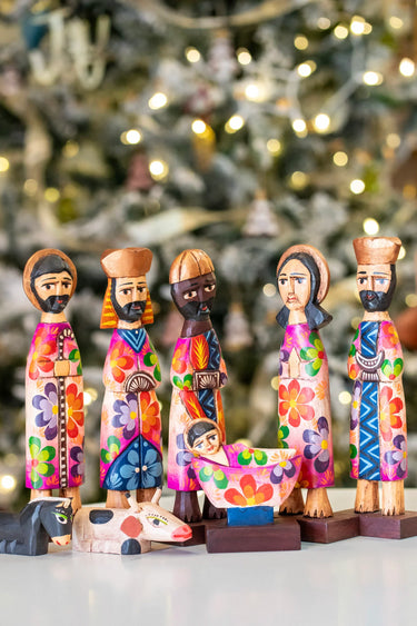 Colorful Flower Nativity Set